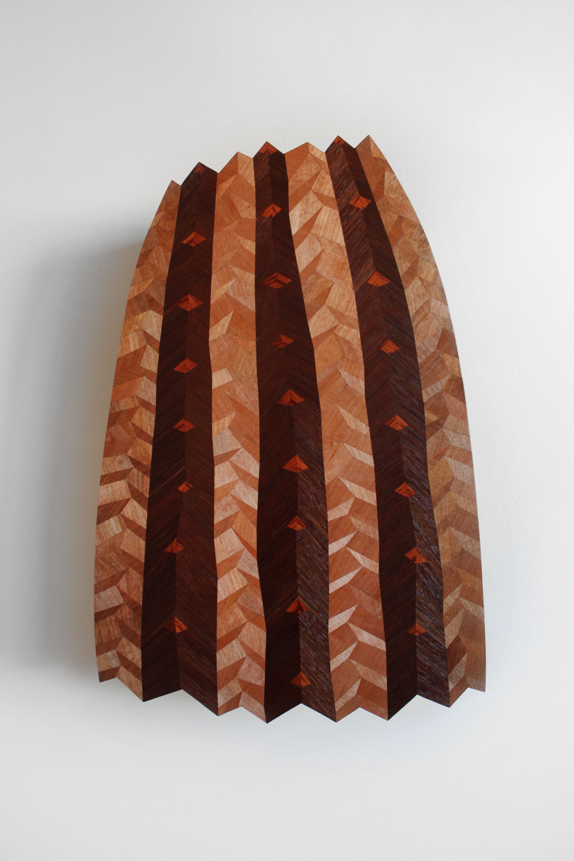 A parquetry banksia cabinet on a white backdrop